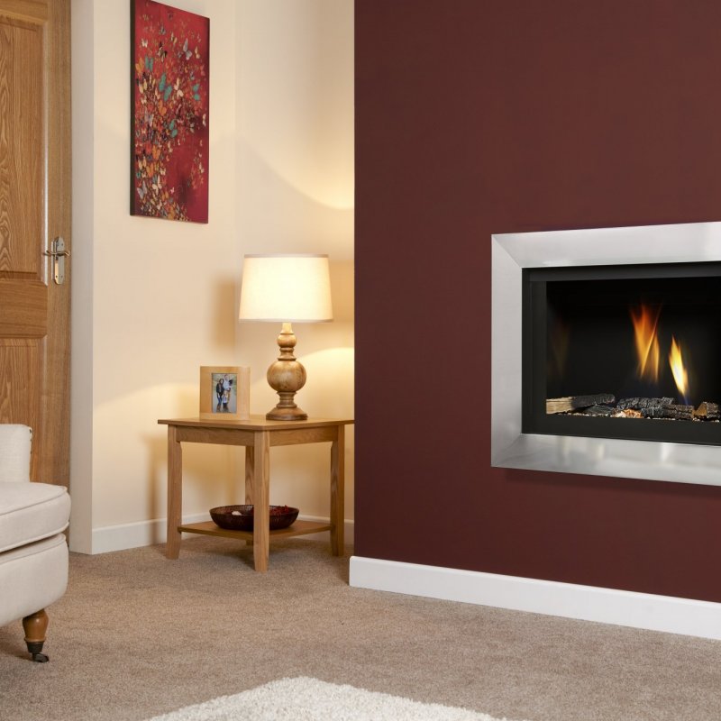 BFM The Michael Miller Collection Celena Slimline BF Gas Fire, Black Nickel & Chrome Fascia, Black Enamel LiningsChrome Fascia, Black Enamel Linings