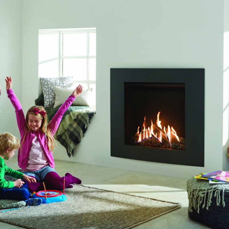 Gazco Reflex 75T Gas Fire Verve XS Fascia, Black Reeded Linings